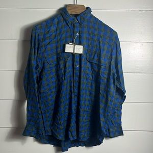 Vintage Christian Dior long sleeve plaid button down men’s shirt Medium Blue New